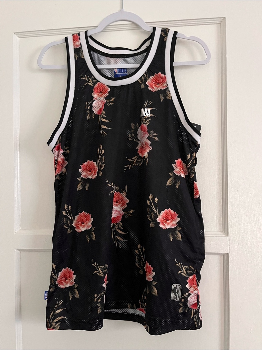 NBA Black Floral Basketball Jersey with Red Flowers
